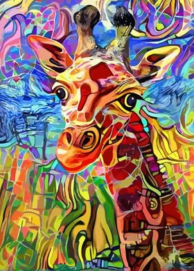 Colorful Giraffe Portrait