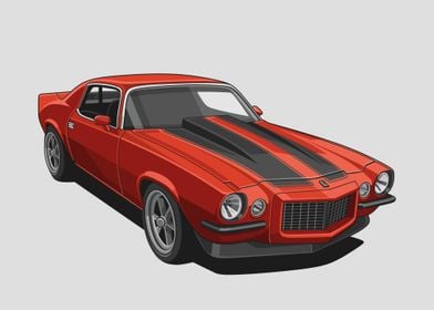 1972 camaro rs red' Poster by capture art | Displate