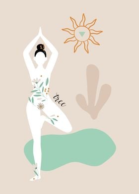 Boho Yoga Girl  Flowers