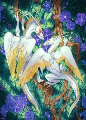 Angel Dragons with Flowers