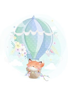 Cute Foxy In Air Balloon