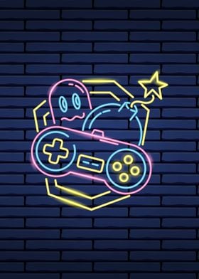 video games in neon