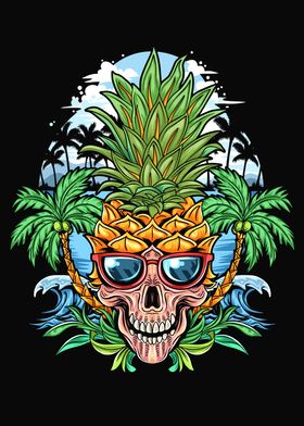Skull pineapple head glass