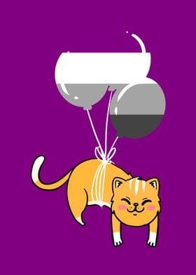 Cat Balloon Asexual Pride