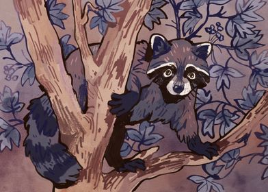 Raccoon on the tree