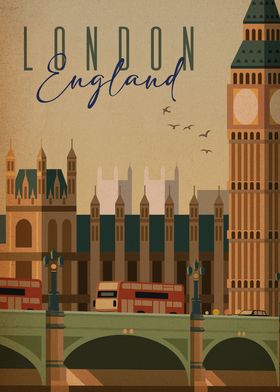 Vintage London England Art