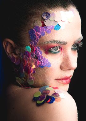 girl with colorful sequins