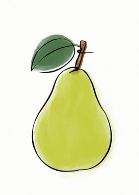 Pear One Line Art