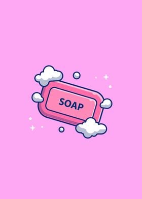 Soap Bar With Foam Cartoon