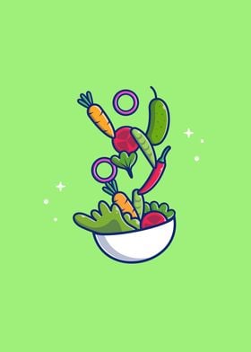 Vegetable Salad Cartoon