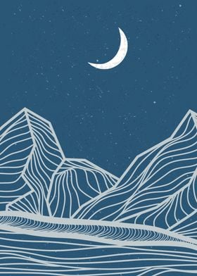  Mountain desert line art