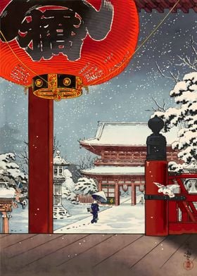 ukiyo e a winter snow day