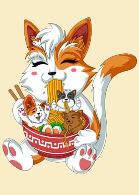 cats eating ramen