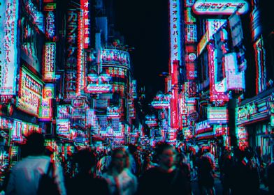 Tokyo Busy Street Glitch