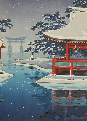 Ukiyo e Snowy Miyajima