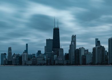 Chicago skyline at dusk