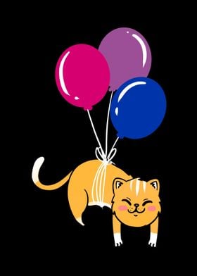 Cat Balloon Bi Pride