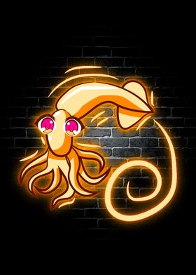 Squid Animal Neon Cute