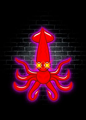 Squid Animal Neon Cute