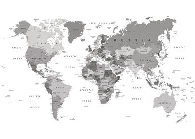 World Map in Gray