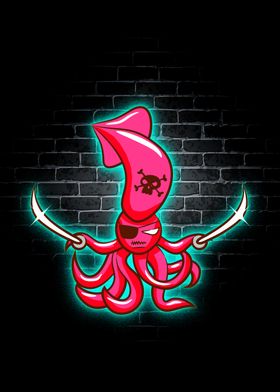 Squid Animal Neon Cute