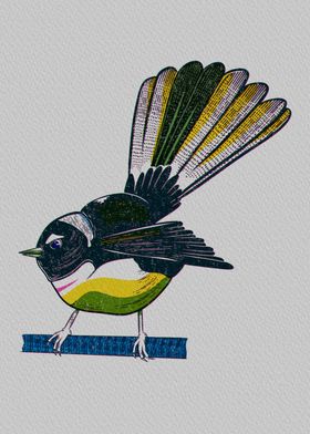 Fantail riso print style