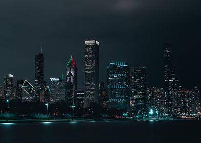 Chicago skyline at night