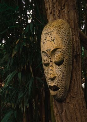 Wooden mask in Jungle