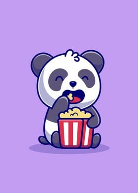 Panda eating popcorn