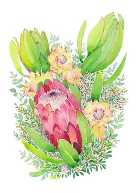 Flower bouquet with protea