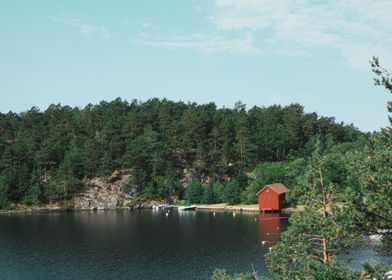 Norwegian House by Lake