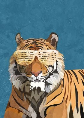 Gold Blue Tiger Sunglasses