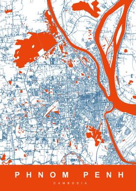 PHNOM PENH Map CAMBODIA 