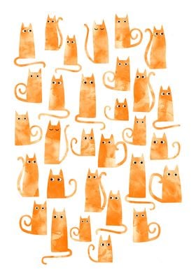 Ginger Cats Watercolor