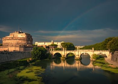 rainbow over castle Rome