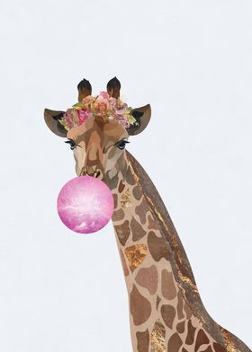 Pink bubblegum giraffe