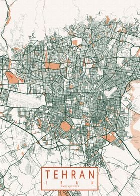 Tehran City Map Bohemian