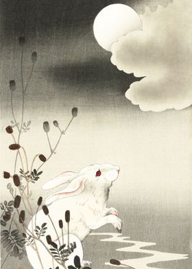 Rabbit at full moon 1900 