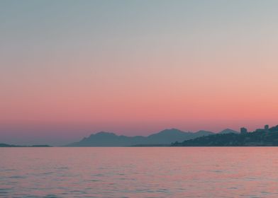 Pink sunset French riviera