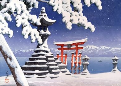 Ukiyo e Snow Itsukushima