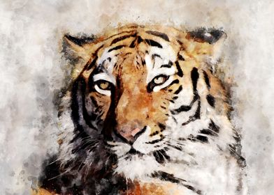 Watercolor tiger animal