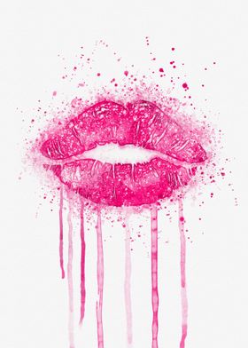 Pink lips watercolor