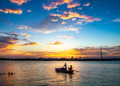 Sunset over river