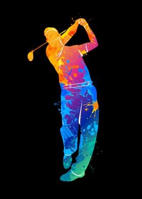 Silhouette golf player