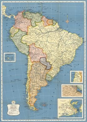 South America Vintage Map