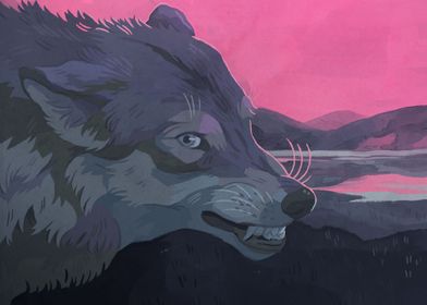 Wolf at dusk