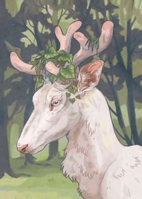 White deer portrait