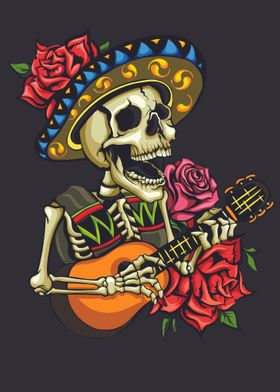 'mexican skull guitar' Poster by Freddie | Displate