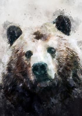 Watercolor grizzly bear
