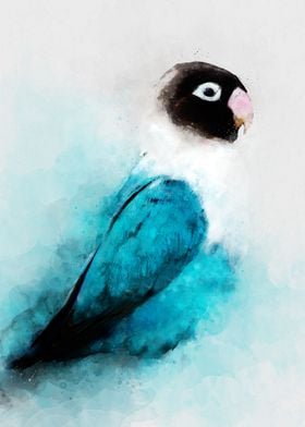 Watercolor lovebird bird